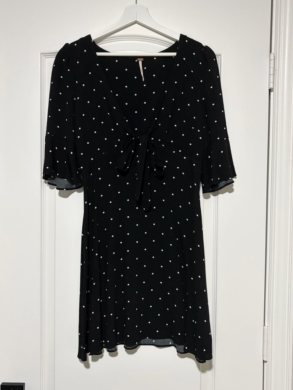 Free People Black Polka Dot Tie-Front Dress - Picture 4 of 8